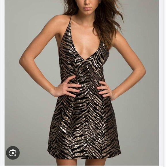 Motel Rocks Dresses & Skirts - MOTEL ROCKS Animal Sequin Tiger Slip Dress